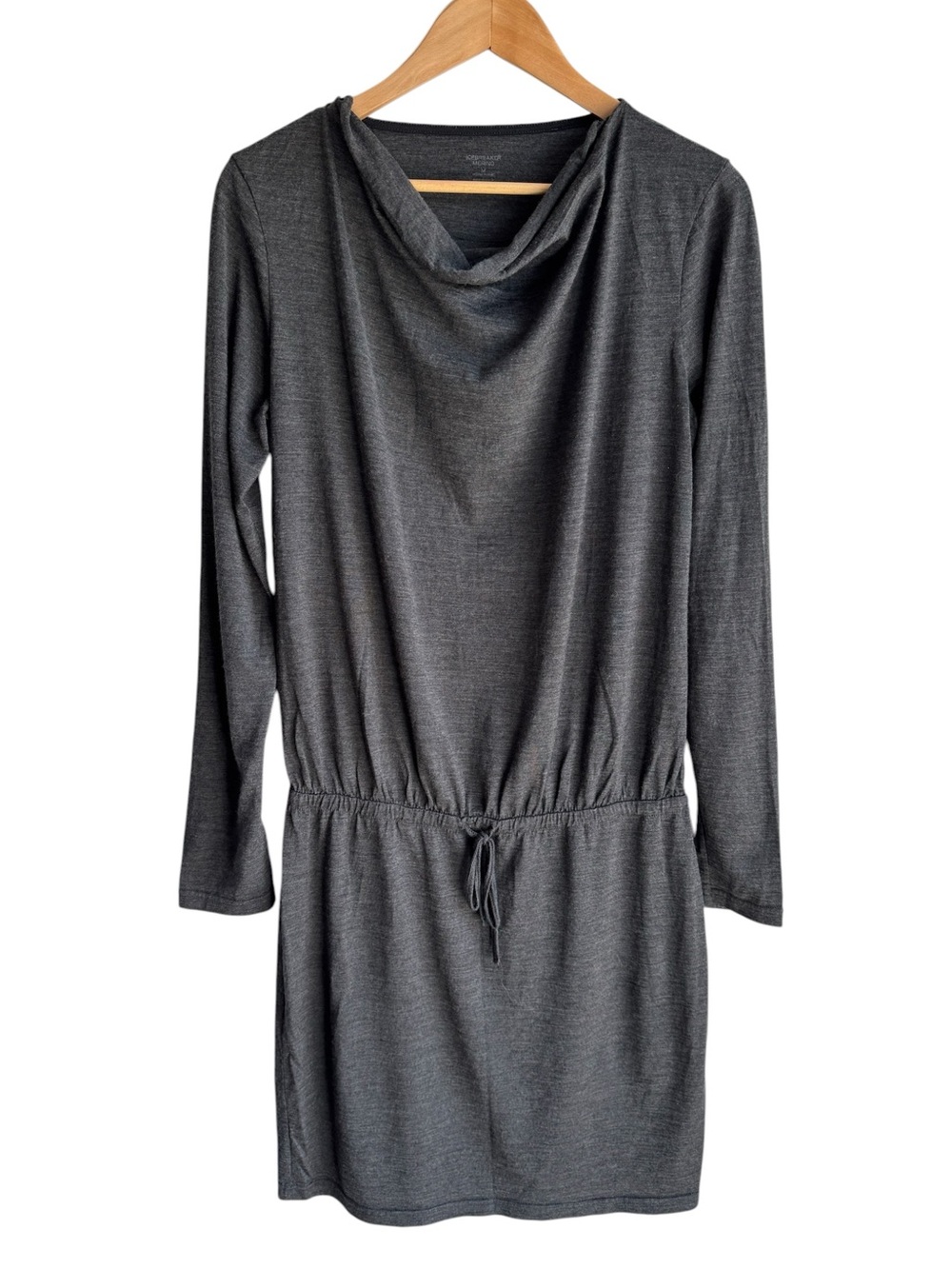 Icebreaker 100% Wool Slouchy Dress Sz M Grey Long Sleeve Tie Waist Lightweight